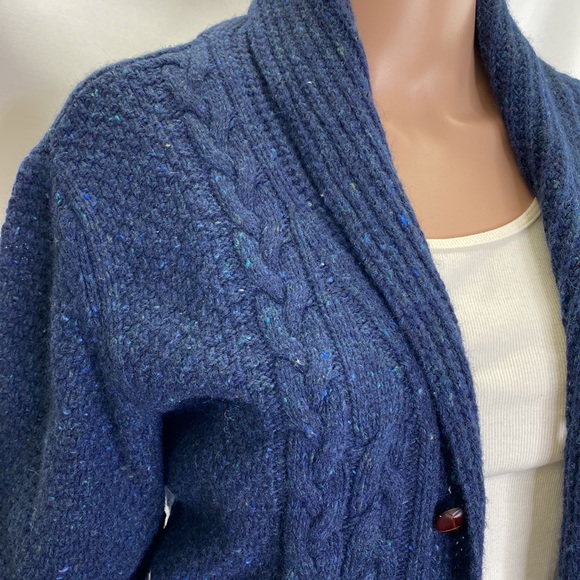 GIASONE Made in Italy Blue Speckled Collar Button down Wool Blend Cardigan SZ L - Picture 3 of 14